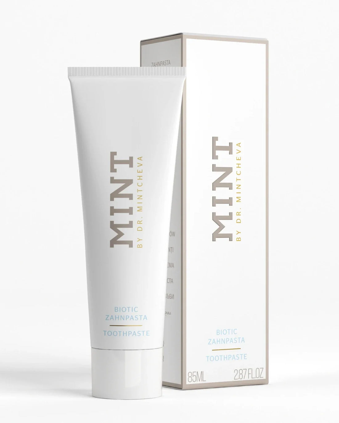 MINT by Dr. Mintcheva Biotic Toothpaste product imagr with packaging